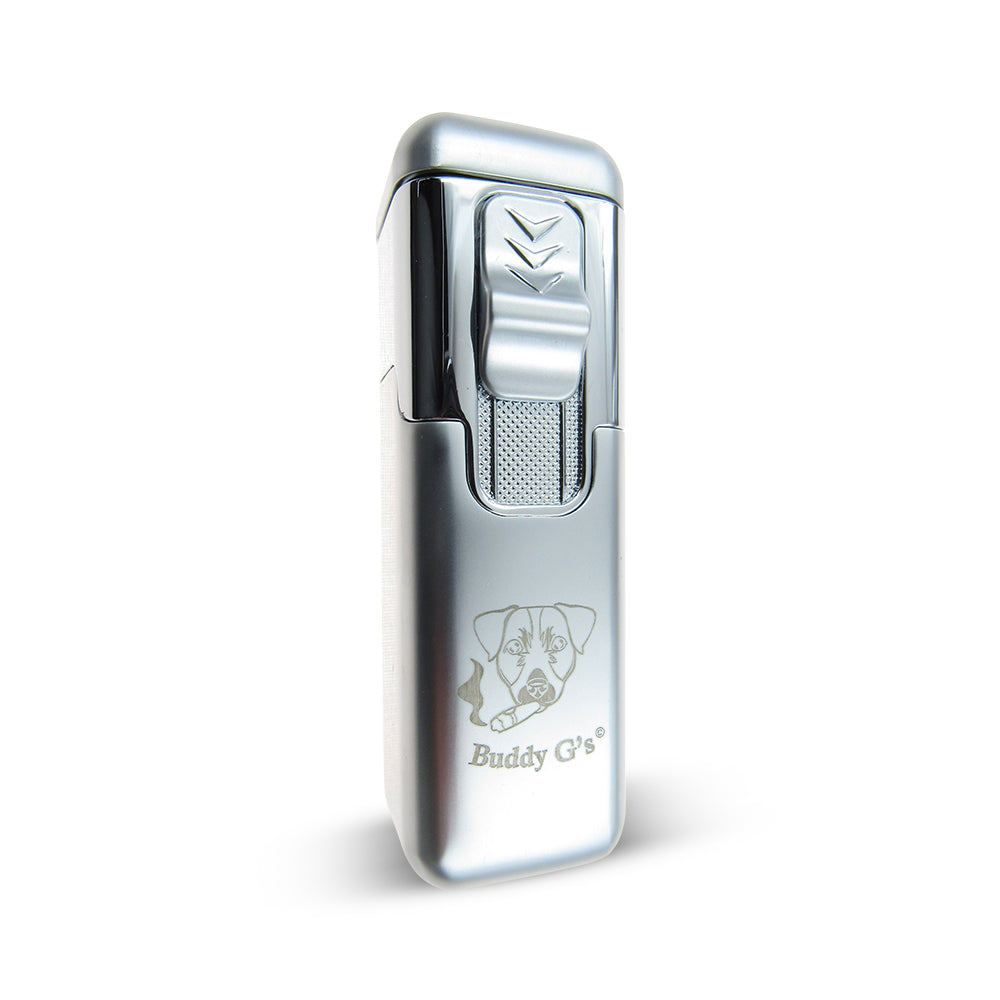 Shiny Metal Windproof 4 Burner Refillable Butane Jet Torch Lighter