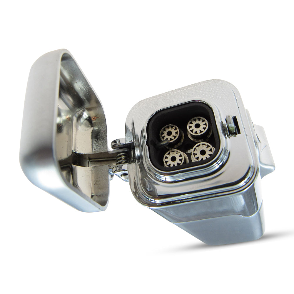 Shiny Metal Windproof 4 Burner Refillable Butane Jet Torch Lighter