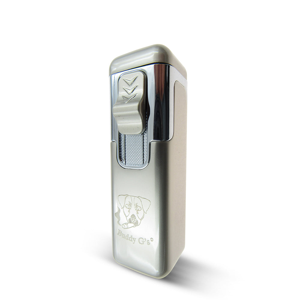 Shiny Metal Windproof 4 Burner Refillable Butane Jet Torch Lighter