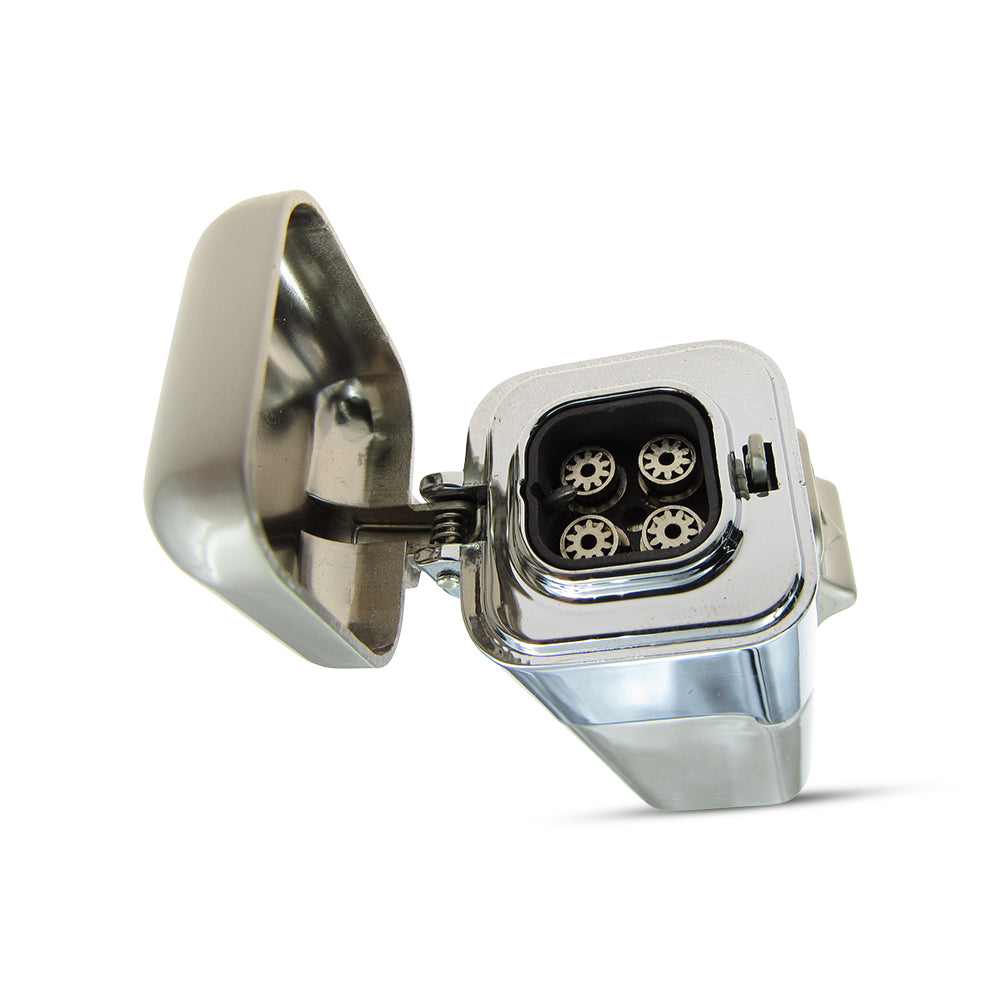 Shiny Metal Windproof 4 Burner Refillable Butane Jet Torch Lighter