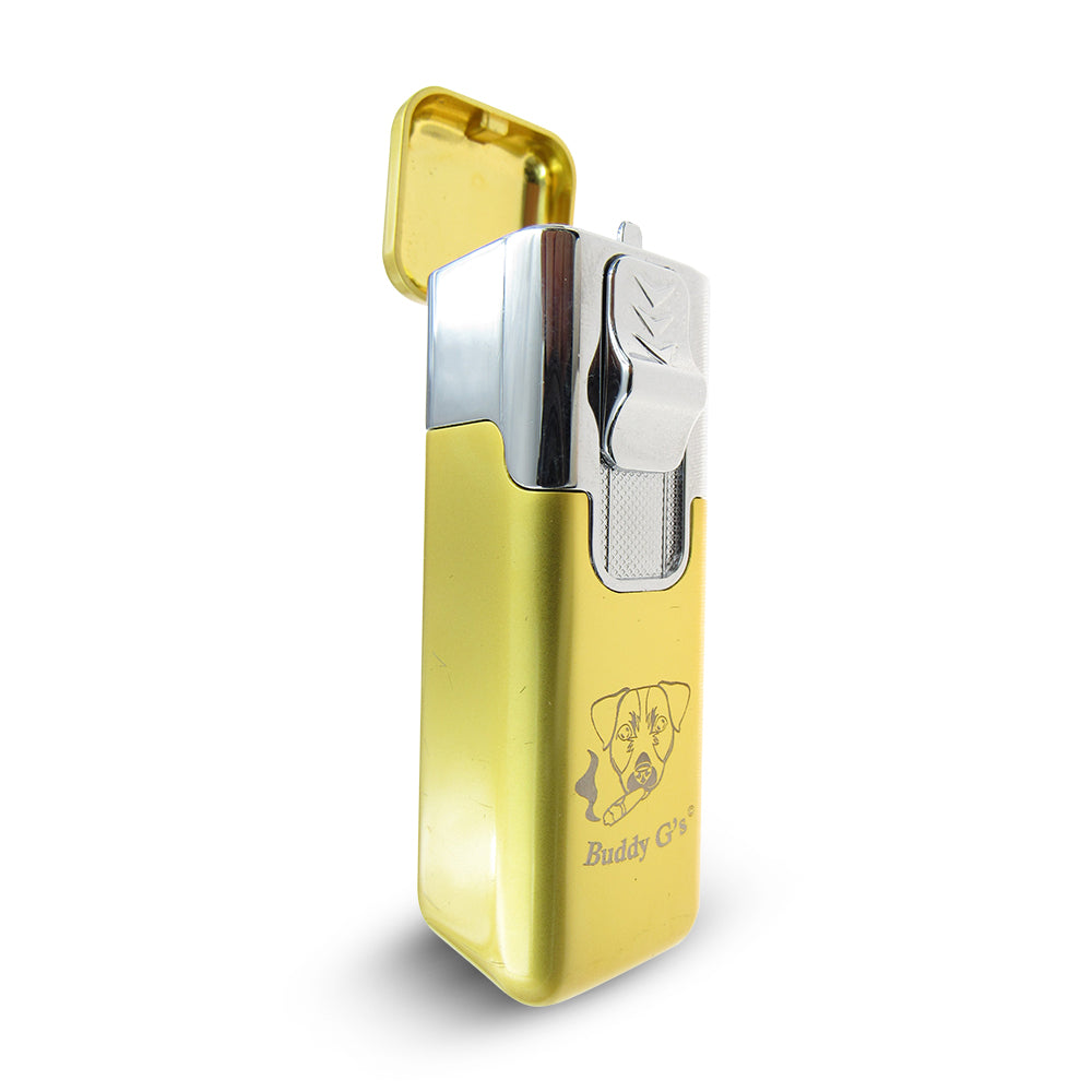 Shiny Metal Windproof 4 Burner Refillable Butane Jet Torch Lighter