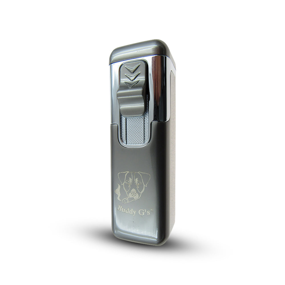 Shiny Metal Windproof 4 Burner Refillable Butane Jet Torch Lighter