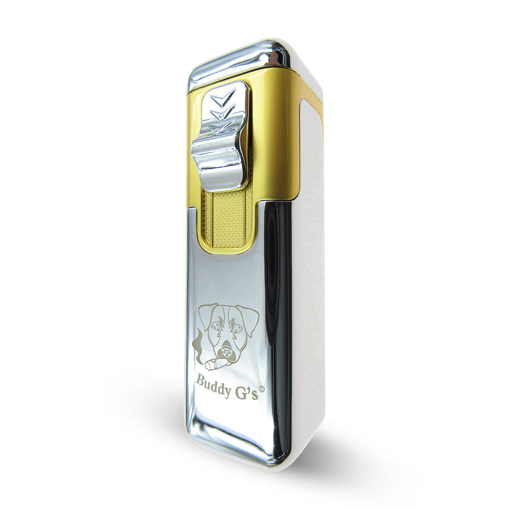 Shiny Metal Windproof 4 Burner Refillable Butane Jet Torch Lighter