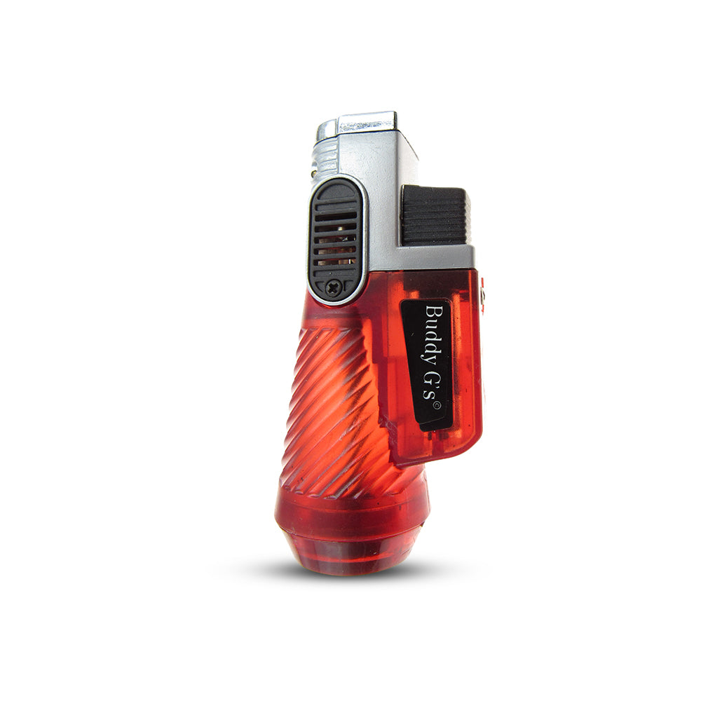 Windproof Triple Burner Refillable Butane Jet Torch - Ribbed See Through Reservoir