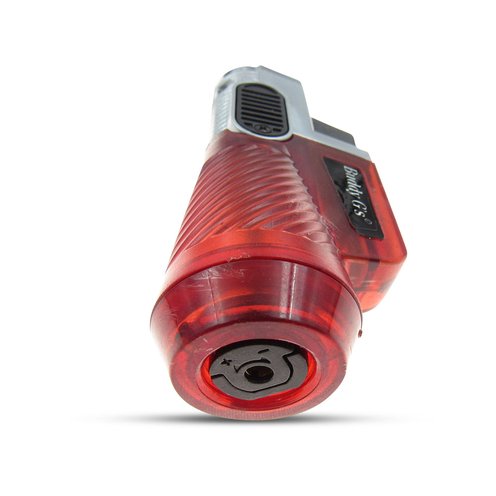 Windproof Triple Burner Refillable Butane Jet Torch - Ribbed See Through Reservoir