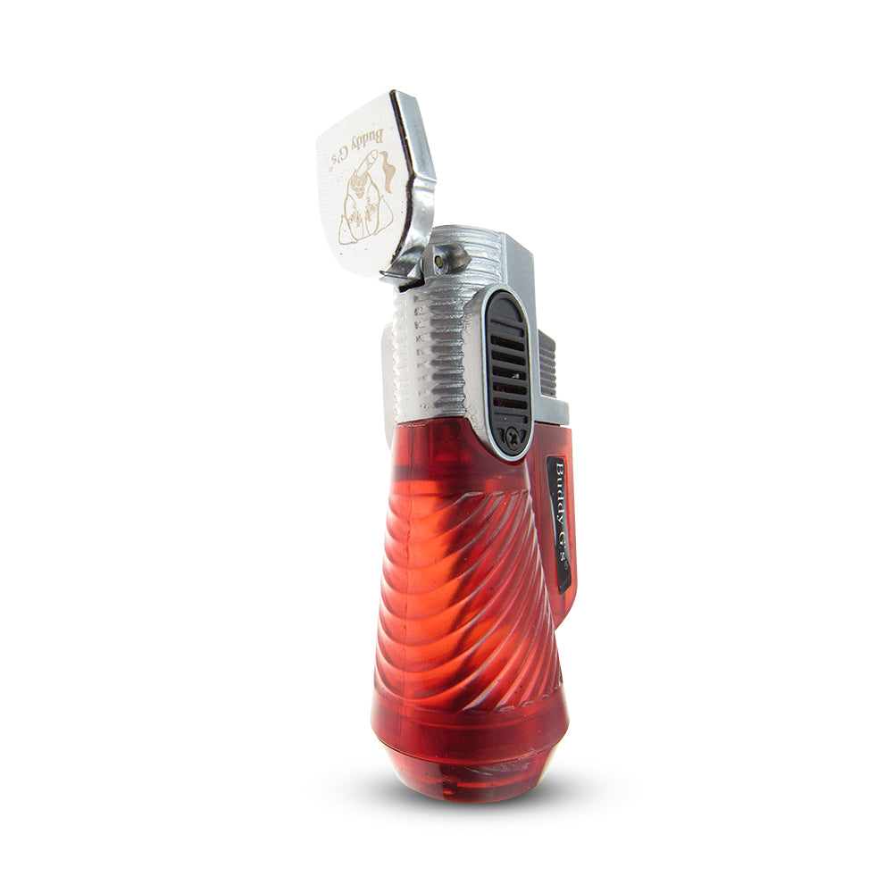 Windproof Triple Burner Refillable Butane Jet Torch - Ribbed See Through Reservoir