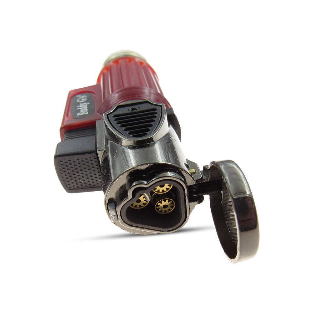 Windproof Triple Burner Refillable Butane Jet Torch - See Through Tank