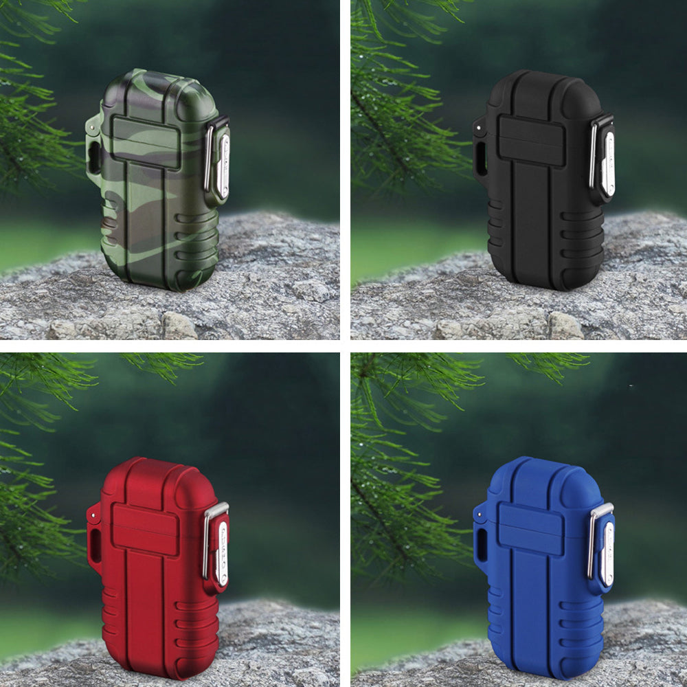 Double Burner Camo, black,red, blue Lighter - Refillable Butane jet Torch Lighter - Rubber Casing