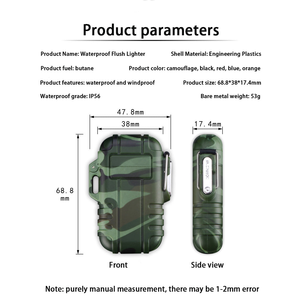 Double Burner Camo Lighter - Refillable Butane jet Torch Lighter - Rubber Casing Waterproof lighter
