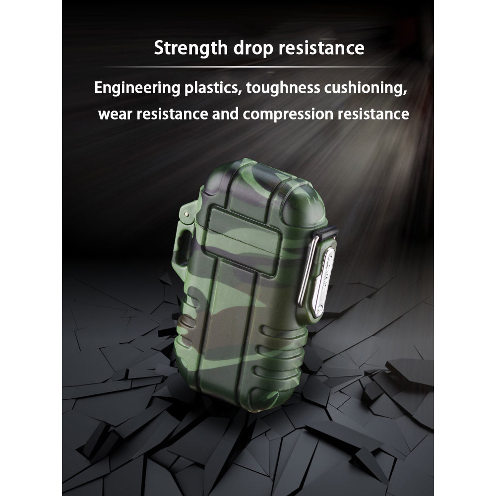 Double Burner Camo Lighter - Refillable Butane jet Torch Lighter - Rubber Casing Waterproof lighter