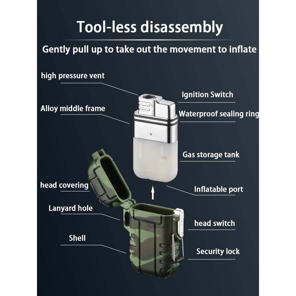 Double Burner Camo Lighter - Refillable Butane jet Torch Lighter - Rubber Casing Waterproof lighter