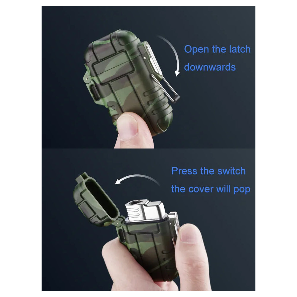 Double Burner Camo Lighter - Refillable Butane jet Torch Lighter - Rubber Casing