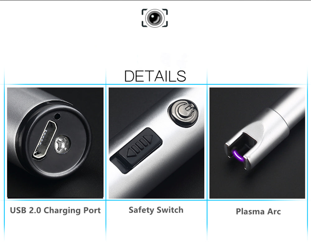 Candle Lighter| Multipurpose Rechargeable USB Electric Lighter | Rounded Handle and Straight Top