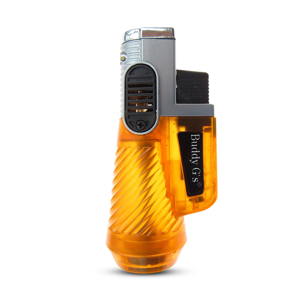 Windproof Triple Burner Refillable Butane Jet Torch - Ribbed See Through Reservoir