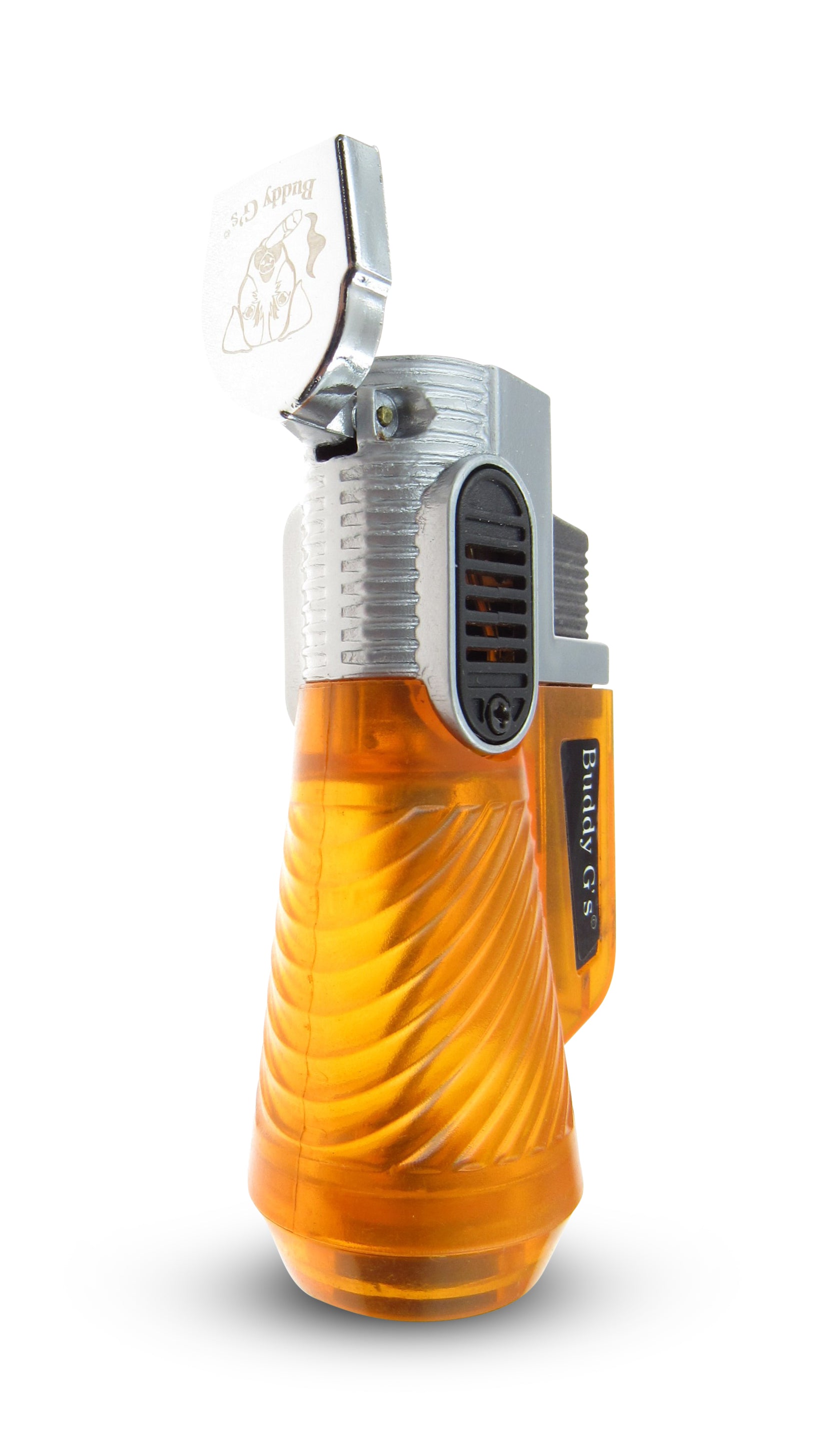 Windproof Triple Burner Refillable Butane Jet Torch - Ribbed See Through Reservoir