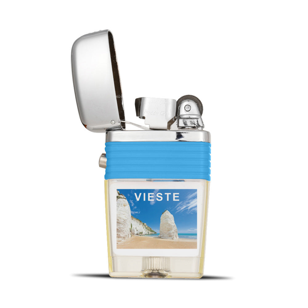 Vieste Pizzomuno Beach Flint Wheel Lighter - Soft Flame Lighter - Crystal Clear Vintage Lighter
