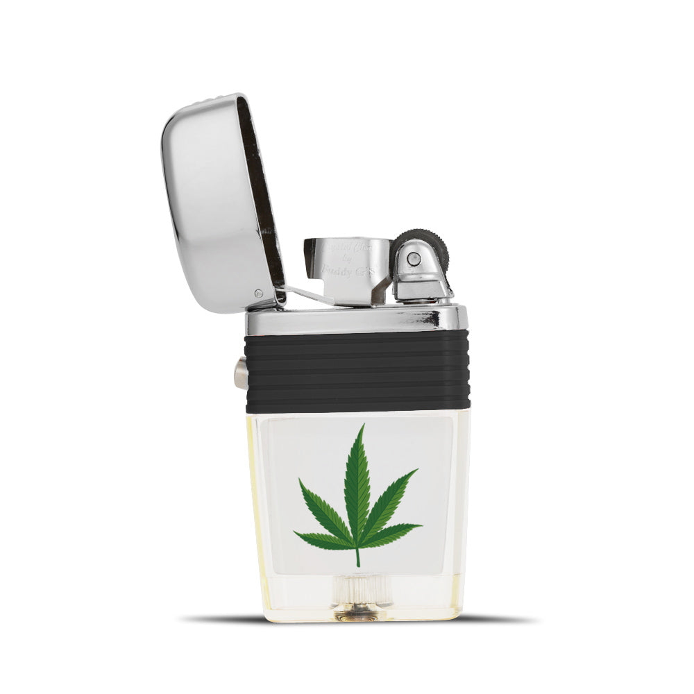 Marijuana Leaf Lighter - Soft Flame Lighter - Crystal Clear Vintage Lighter