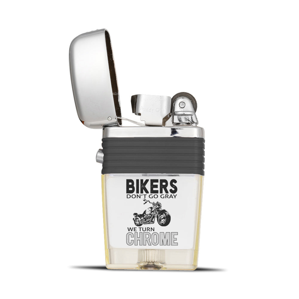 Flint Wheel Lighter Bikers Don't Turn Gray, We Turn- Soft Flame Lighter - Vintage Lighter