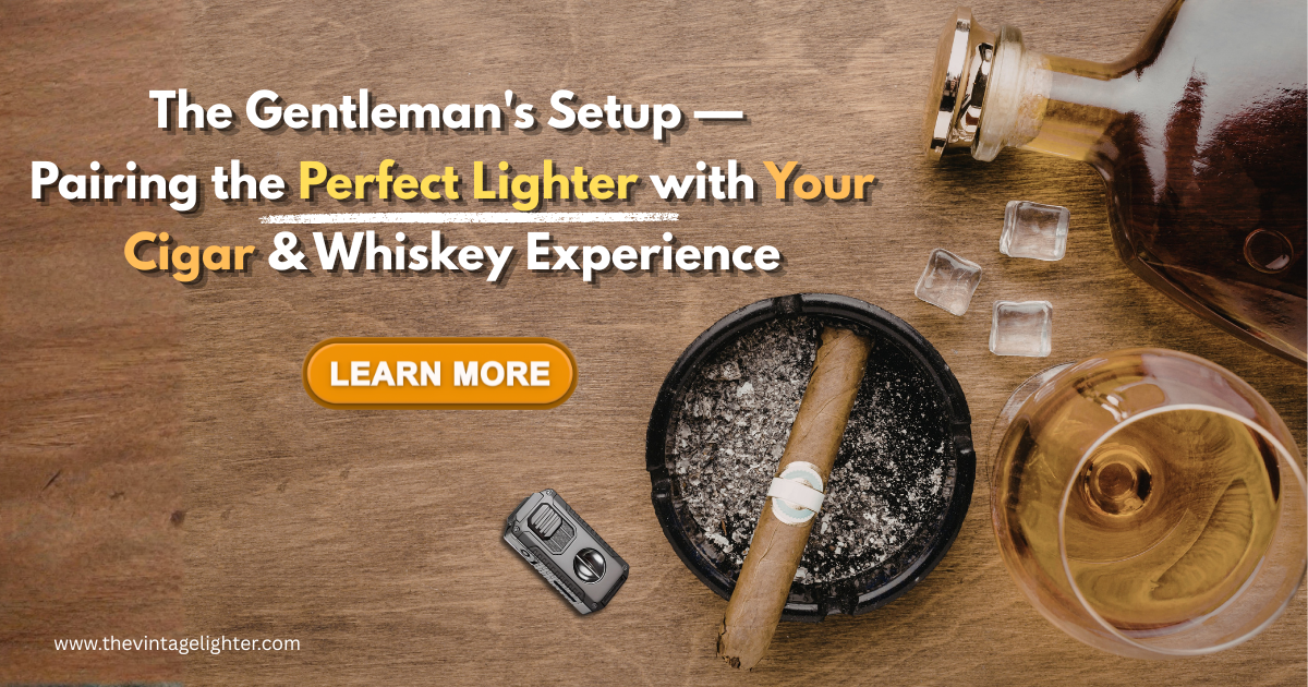 The Gentleman's Setup — Pairing the Perfect Lighter with Your Cigar & Whiskey Experience - The Vintage Lighter - Best Cigar Lighters