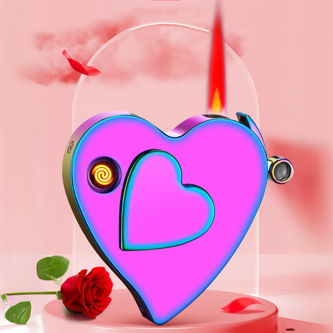 Dual Burner Butane Refillable Jet Torch and ARC Electronic Heart-shaped Lighter