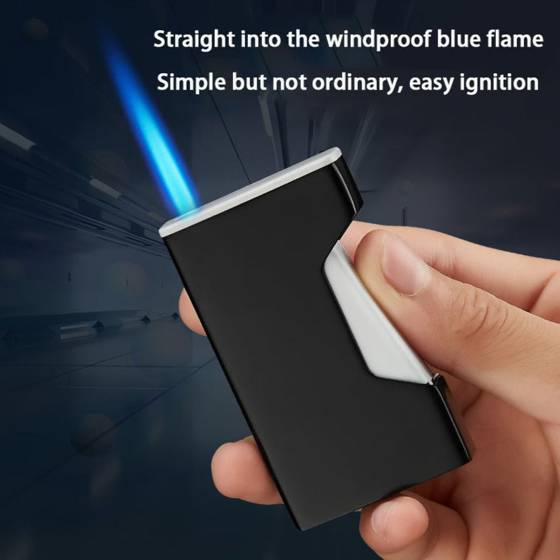 Vintage Inspired Metal Windproof Lighter - Refillable Butane Single Torch Lighter- With Side Pushbutton Ignition System