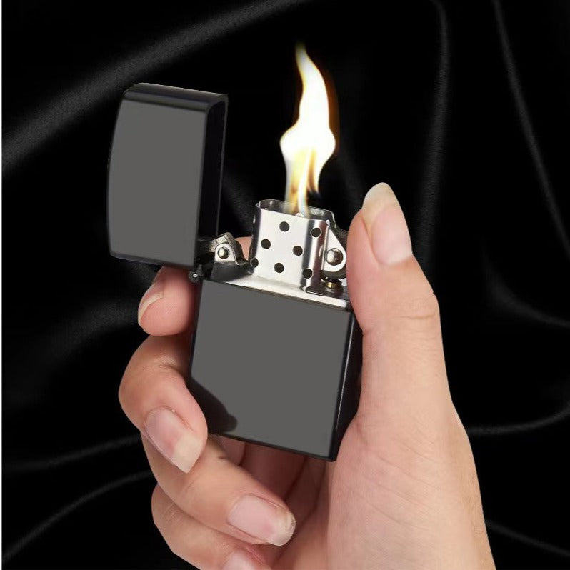 Vintage Inspired Metal Refillable Fluid Soft Flame Lighter with old fashioned flint and cotton wick 