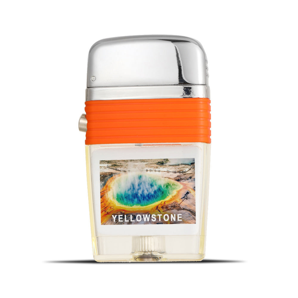 Yellowstone National Park with Photo of Sapphire Pool - Flint Wheel Lighter - Soft Flame Lighter 