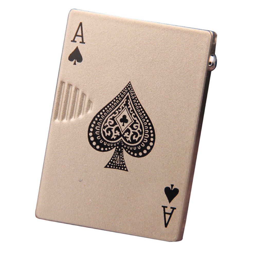 Metal Poker Playing Cards Lighter - Refillable Butane Torch Lighter with Currency Verifying Flashlight - Card Lighter