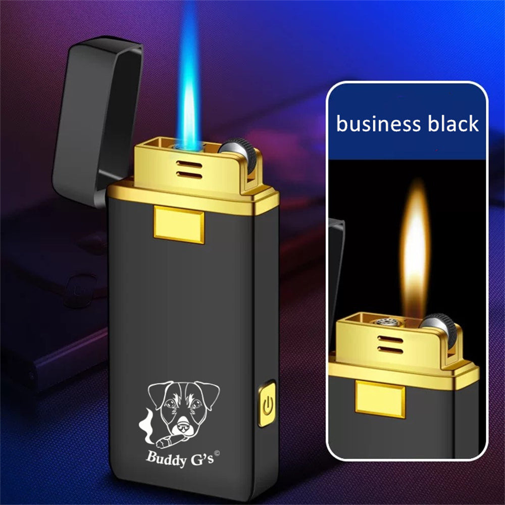 Dual Burner Butane Soft Flame Refillable and Jet Torch Lighter and Bonus Flashlight