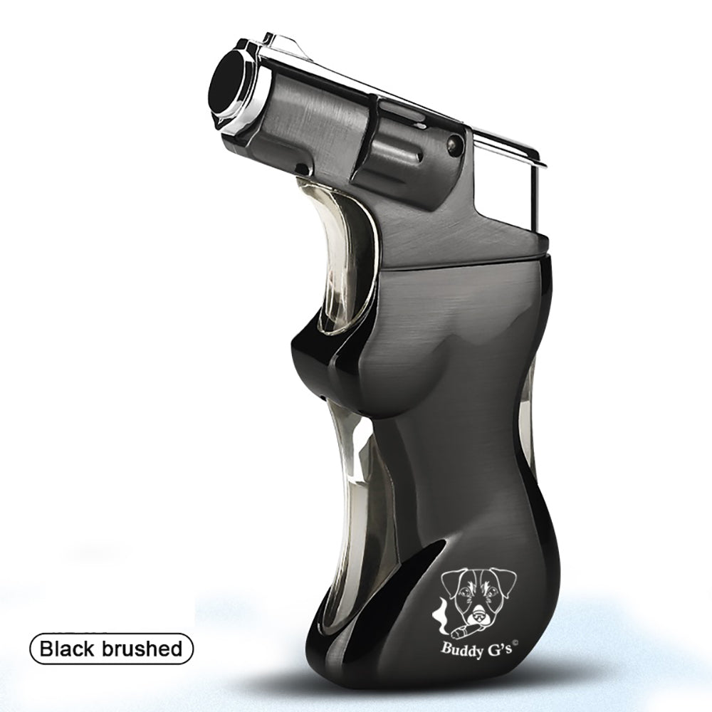 Metal Revolver Handgun Windproof Refillable Butane Torch Lighter with a Sexy Erotic Nude Lady