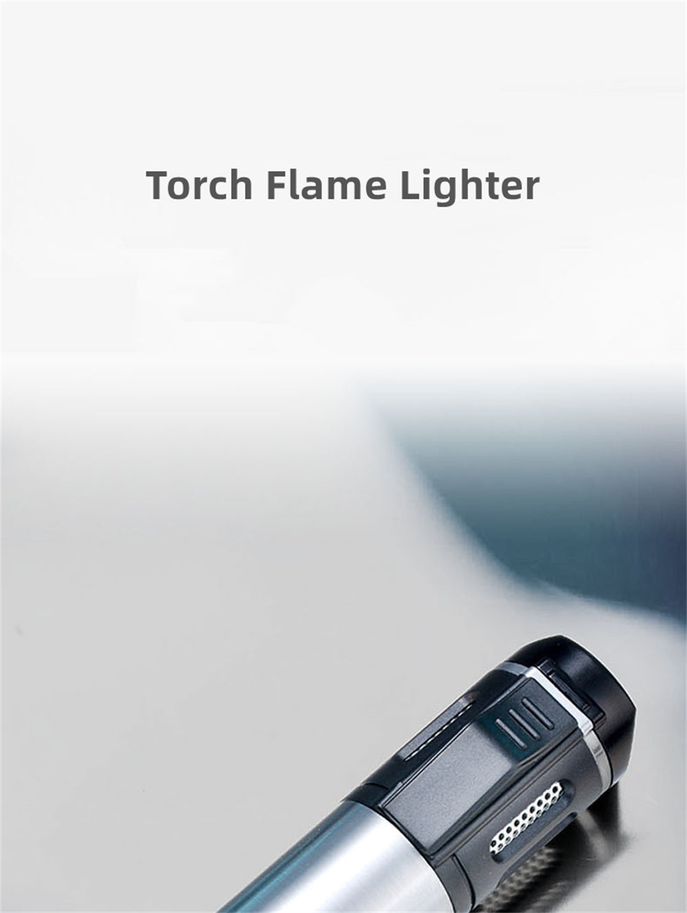 Triple Burner Refillable Butane Jet Torch Lighter - Cigar Holder on Top 