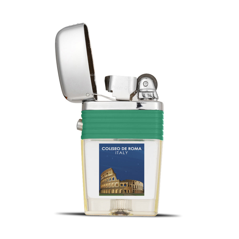 Colosseum of Rome Flint Wheel Lighter - Soft Flame Lighter - Crystal Clear Vintage Lighter