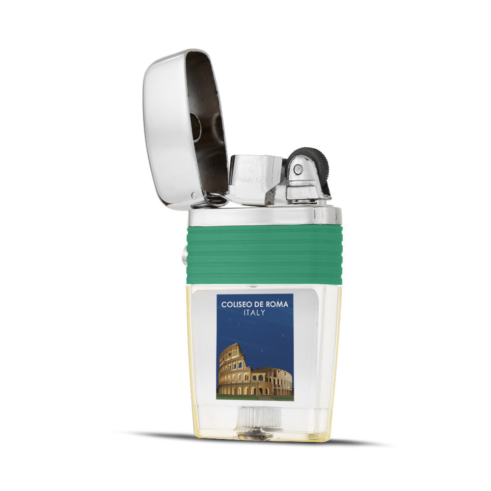 Colosseum of Rome Flint Wheel Lighter - Soft Flame Lighter - Crystal Clear Vintage Lighter