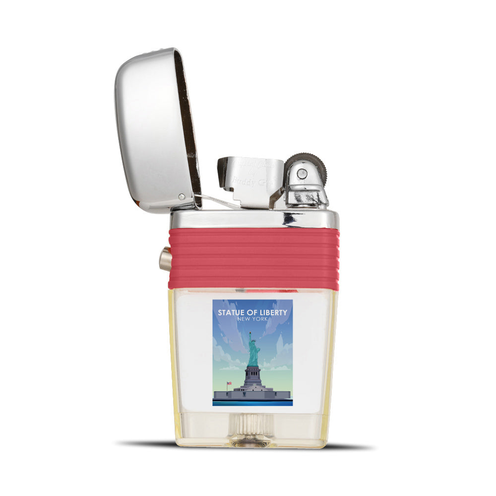 Statue of Liberty Flint Wheel Lighter - Soft Flame Lighter - Crystal Clear Vintage Lighter