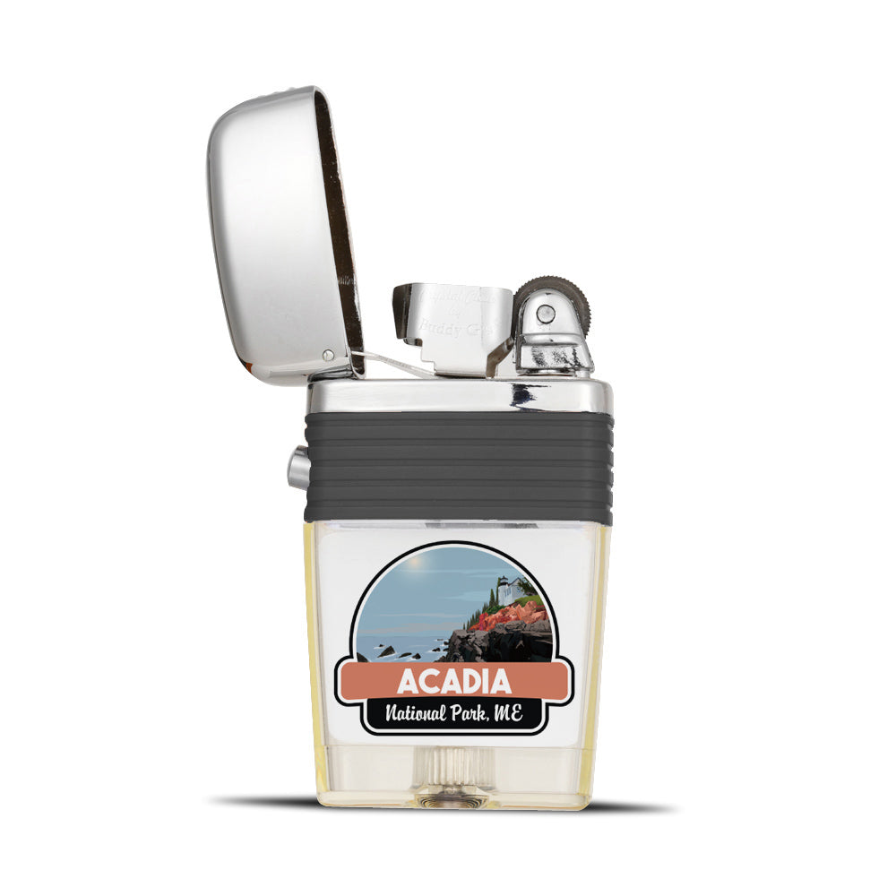 Acadia National Park Flint Wheel Lighter - Soft Flame Pocket Lighter - Vintage Liquid Fuel Lighter