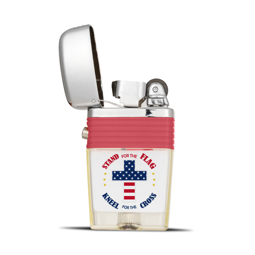 USA Patriotic - Stand for the Flag, Kneel for the Cross Flint Wheel Lighter - Soft Flame Lighter 