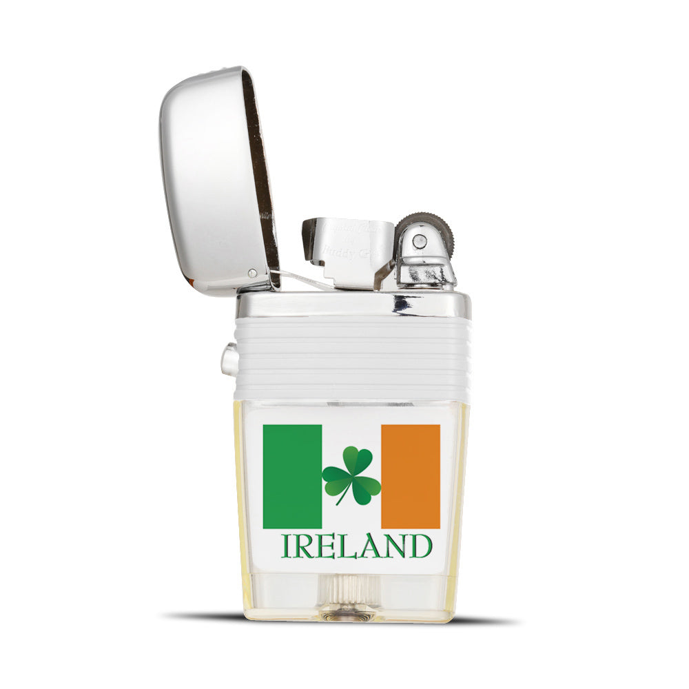 Irish Flag with Shamrock Lighter - Soft Flame Lighter - Crystal Clear Vintage Lighter