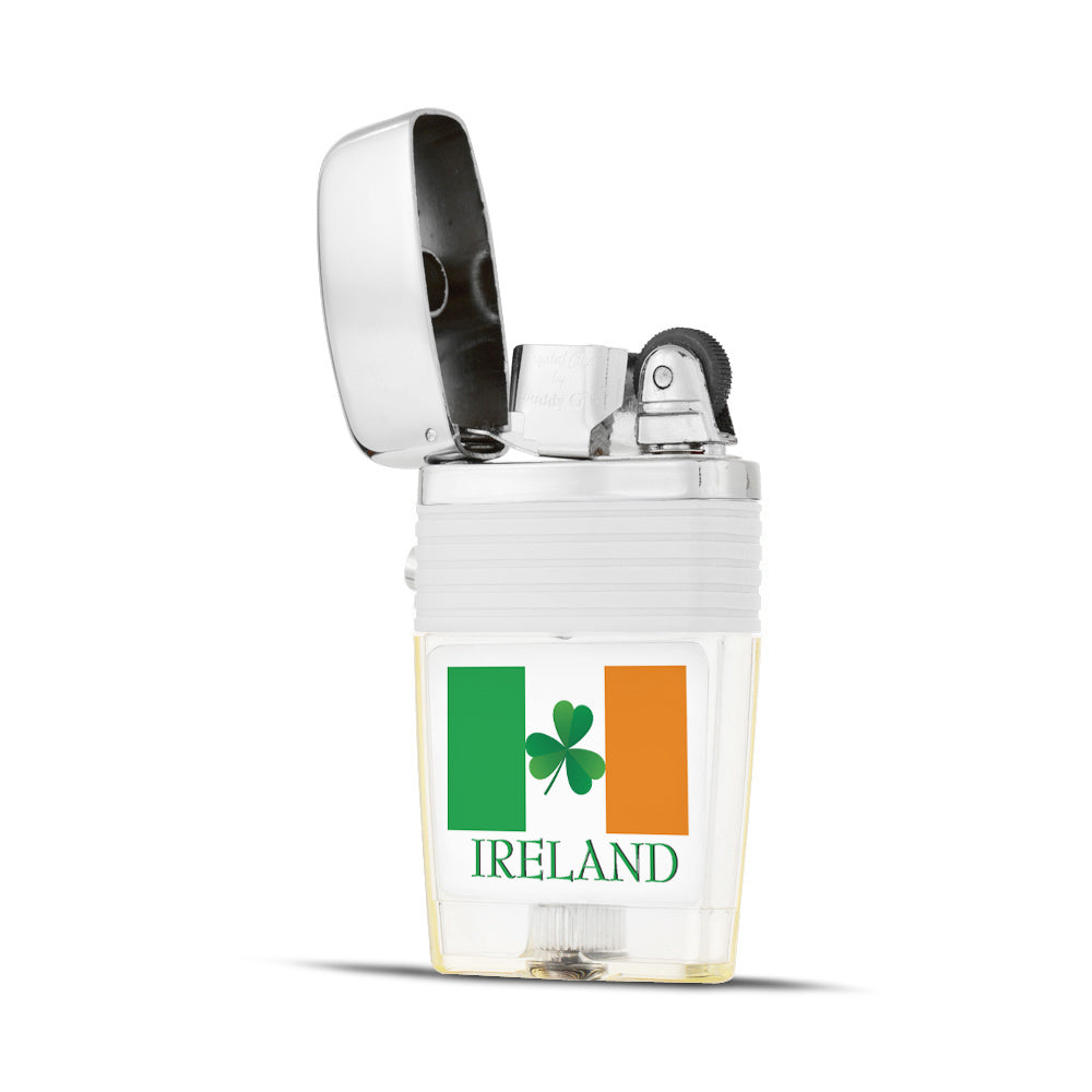 Irish Flag with Shamrock Lighter - Soft Flame Lighter - Crystal Clear Vintage Lighter