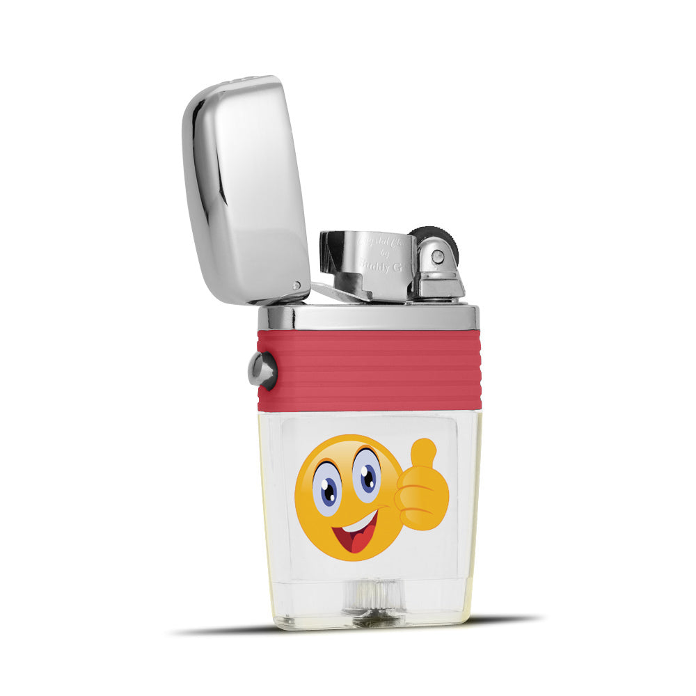 Smiley Face with a Thumbs Up Flint Wheel Lighter - Soft Flame Lighter