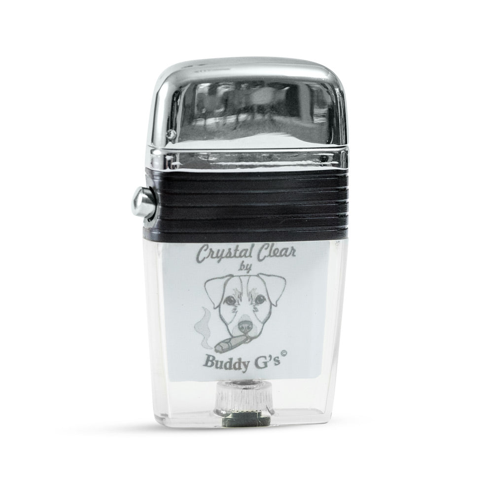 Buddy G Graphic Flint Wheel Lighter - Soft Flame Lighter - Crystal-Clear Vintage Lighter